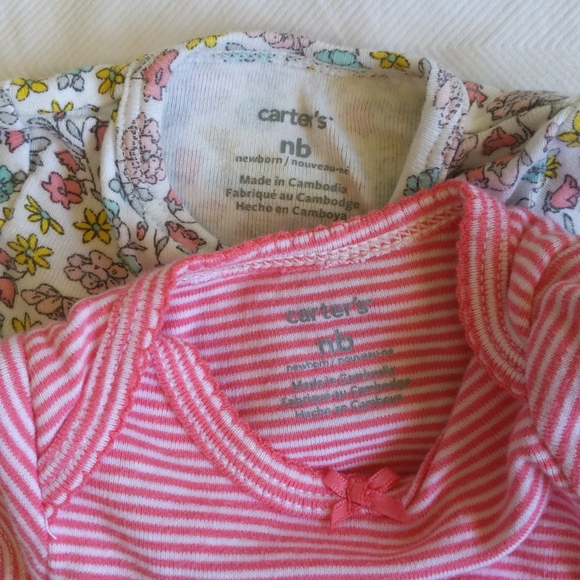 carter's newborn baby girl floral night gown & matching bodysuit diaper shirt - Picture 2 of 9